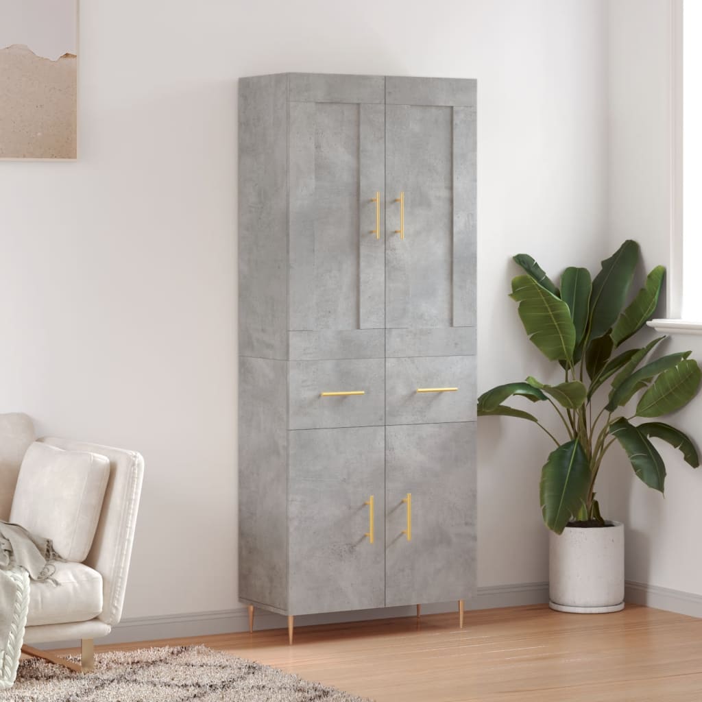 Berkfield Highboard Concrete Grey 69.5x34x180 cm Engineered Wood