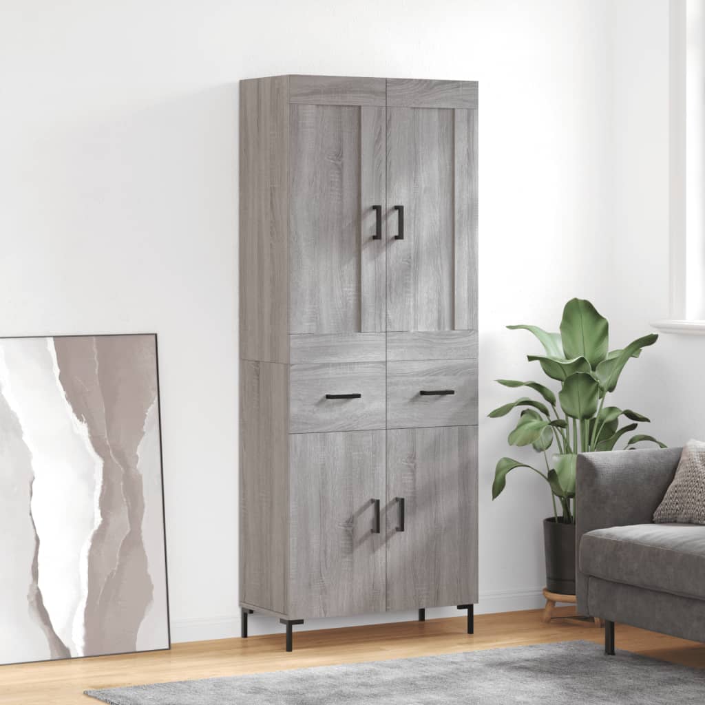 Berkfield Highboard Grey Sonoma 69.5x34x180 cm Engineered Wood