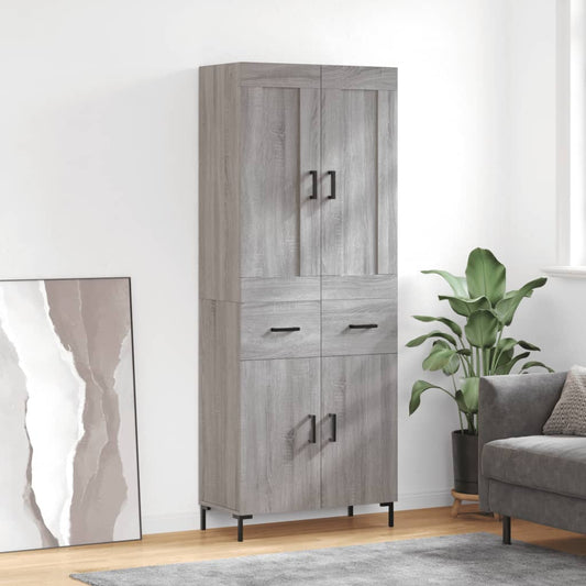 Berkfield Highboard Grey Sonoma 69.5x34x180 cm Engineered Wood