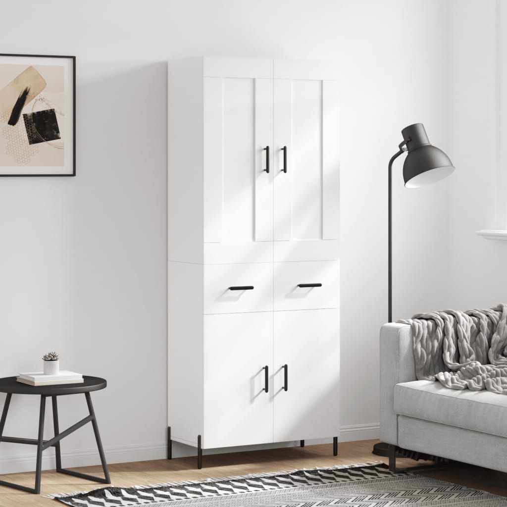Berkfield Highboard High Gloss White 69.5x34x180 cm Engineered Wood
