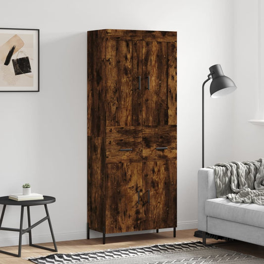 Berkfield Highboard Smoked Oak 69.5x34x180 cm Engineered Wood