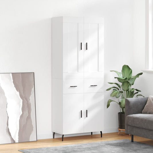 Berkfield Highboard High Gloss White 69.5x34x180 cm Engineered Wood