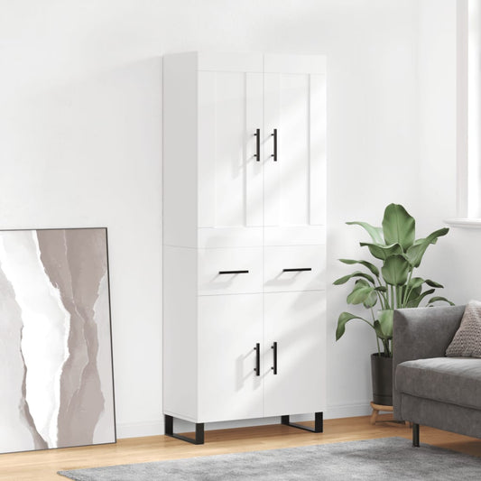 Berkfield Highboard High Gloss White 69.5x34x180 cm Engineered Wood