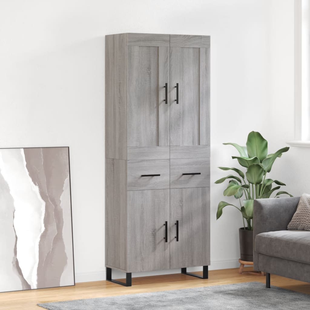 Berkfield Highboard Grey Sonoma 69.5x34x180 cm Engineered Wood