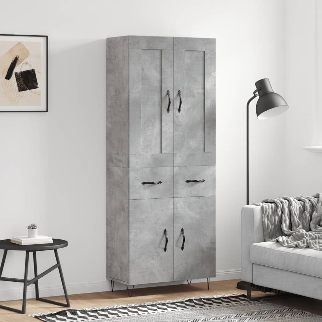 Berkfield Highboard Concrete Grey 69.5x34x180 cm Engineered Wood