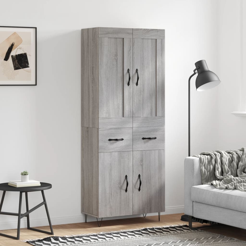 Berkfield Highboard Grey Sonoma 69.5x34x180 cm Engineered Wood