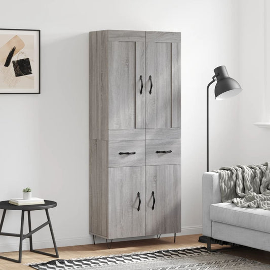 Berkfield Highboard Grey Sonoma 69.5x34x180 cm Engineered Wood