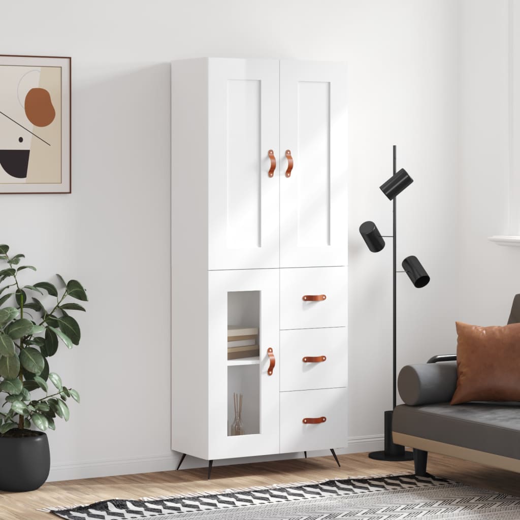Berkfield Highboard High Gloss White 69.5x34x180 cm Engineered Wood