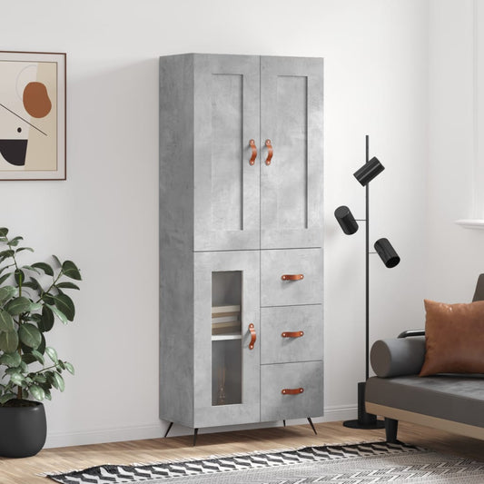 Berkfield Highboard Concrete Grey 69.5x34x180 cm Engineered Wood