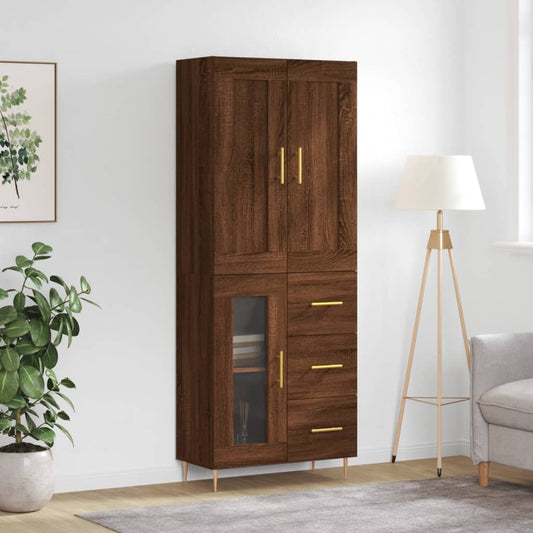 Berkfield Highboard Brown Oak 69.5x34x180 cm Engineered Wood