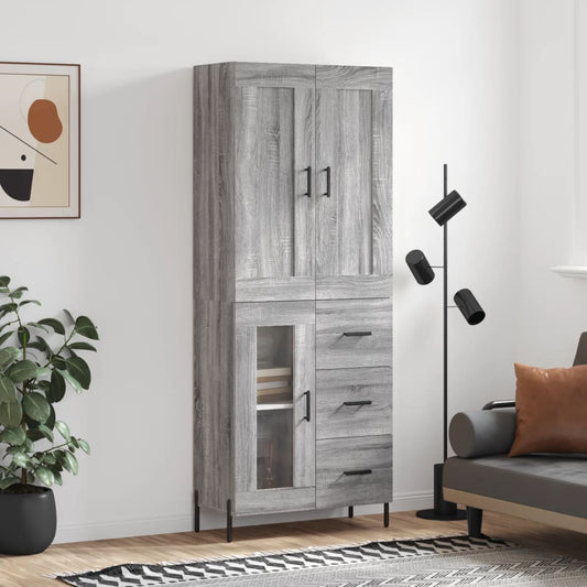 Berkfield Highboard Grey Sonoma 69.5x34x180 cm Engineered Wood
