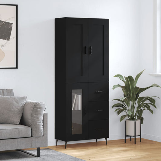 Berkfield Highboard Black 69.5x34x180 cm Engineered Wood