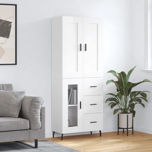 Berkfield Highboard High Gloss White 69.5x34x180 cm Engineered Wood