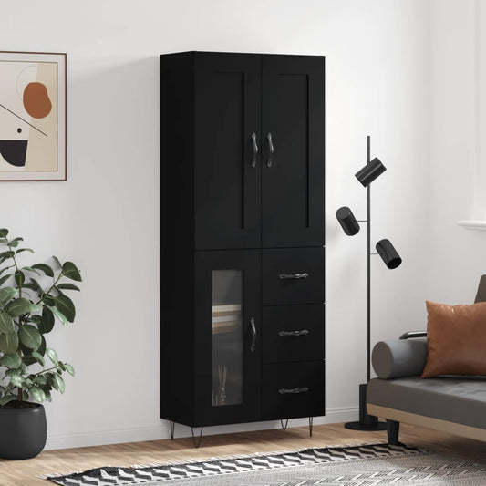 Berkfield Highboard Black 69.5x34x180 cm Engineered Wood