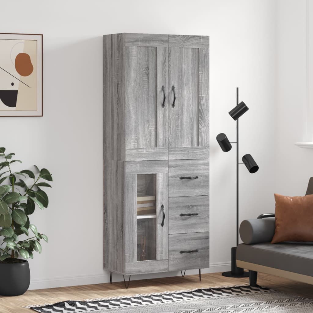 Berkfield Highboard Grey Sonoma 69.5x34x180 cm Engineered Wood