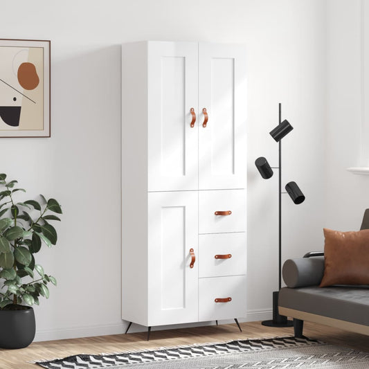 Berkfield Highboard High Gloss White 69.5x34x180 cm Engineered Wood