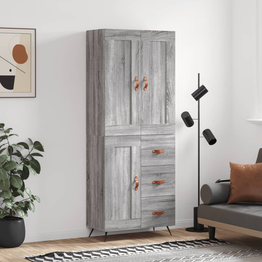 Berkfield Highboard Grey Sonoma 69.5x34x180 cm Engineered Wood