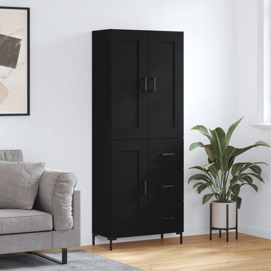 Berkfield Highboard Black 69.5x34x180 cm Engineered Wood