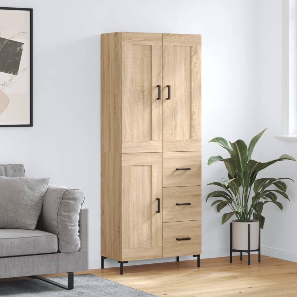 Berkfield Highboard Sonoma Oak 69.5x34x180 cm Engineered Wood