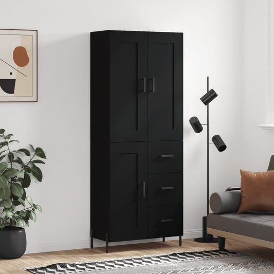 Berkfield Highboard Black 69.5x34x180 cm Engineered Wood