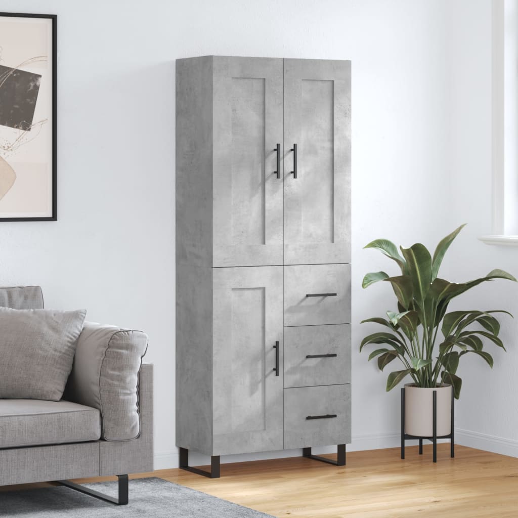 Berkfield Highboard Concrete Grey 69.5x34x180 cm Engineered Wood