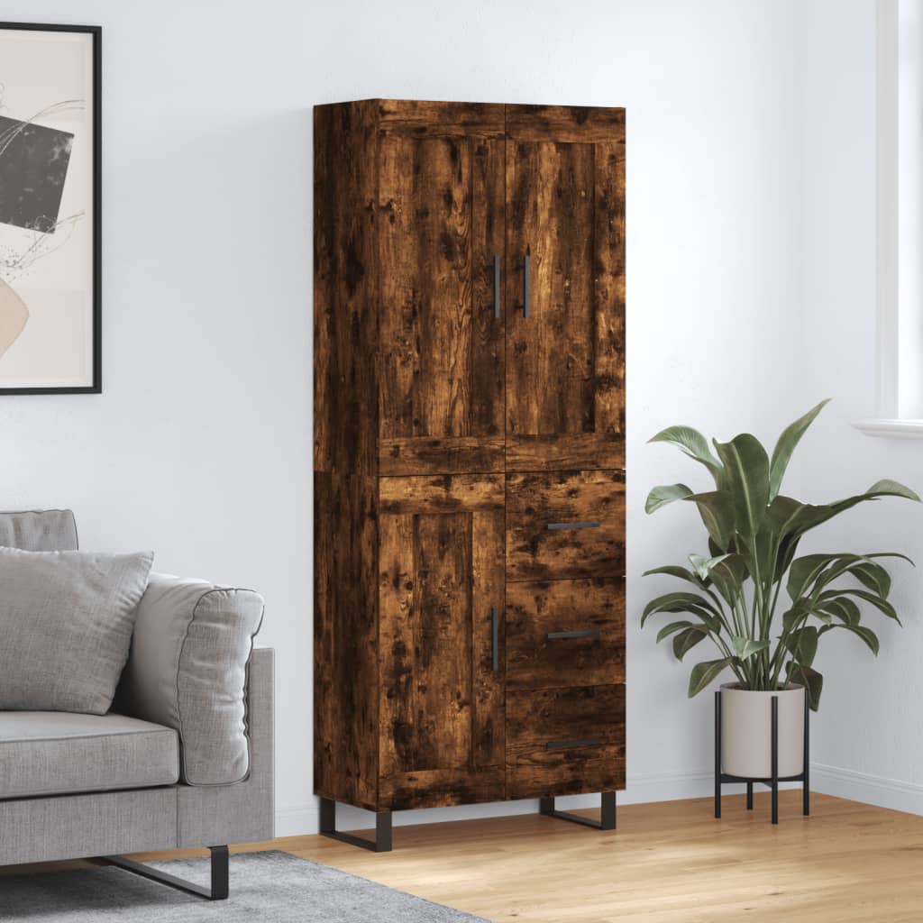 Berkfield Highboard Smoked Oak 69.5x34x180 cm Engineered Wood