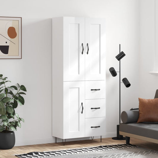Berkfield Highboard High Gloss White 69.5x34x180 cm Engineered Wood