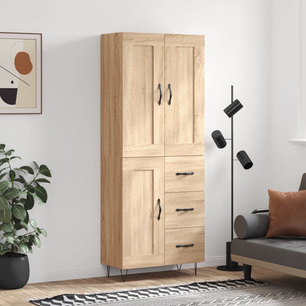 Berkfield Highboard Sonoma Oak 69.5x34x180 cm Engineered Wood