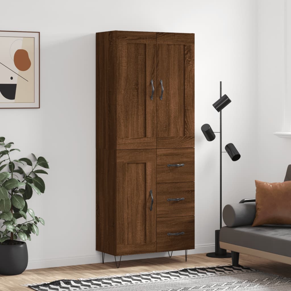 Berkfield Highboard Brown Oak 69.5x34x180 cm Engineered Wood