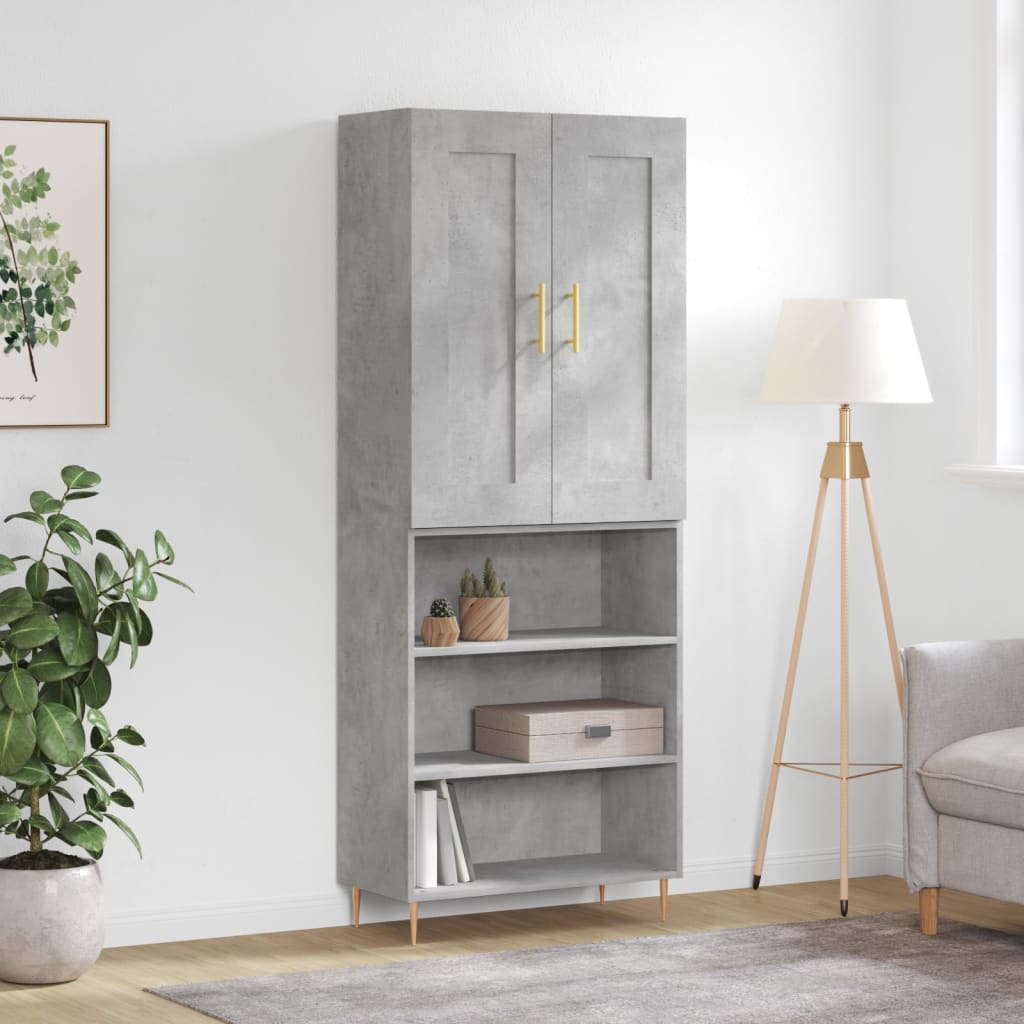 Berkfield Highboard Concrete Grey 69.5x34x180 cm Engineered Wood