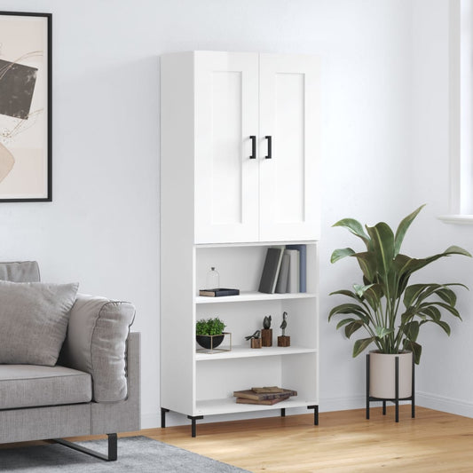 Berkfield Highboard High Gloss White 69.5x34x180 cm Engineered Wood