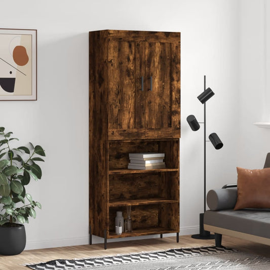 Berkfield Highboard Smoked Oak 69.5x34x180 cm Engineered Wood