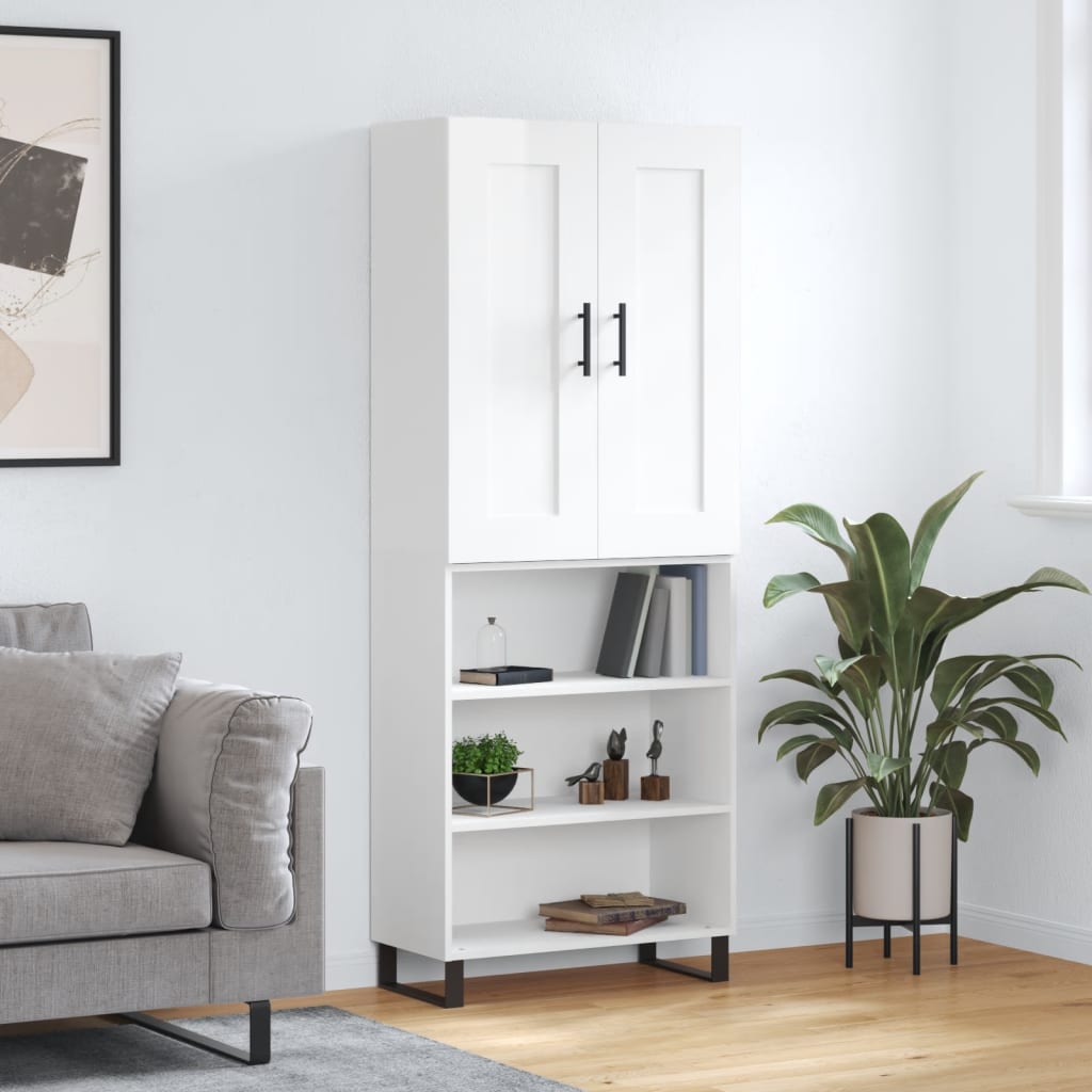 Berkfield Highboard High Gloss White 69.5x34x180 cm Engineered Wood