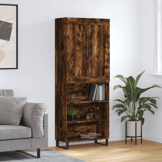 Berkfield Highboard Smoked Oak 69.5x34x180 cm Engineered Wood