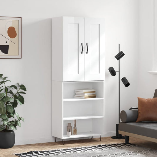 Berkfield Highboard High Gloss White 69.5x34x180 cm Engineered Wood