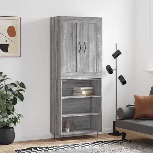 Berkfield Highboard Grey Sonoma 69.5x34x180 cm Engineered Wood