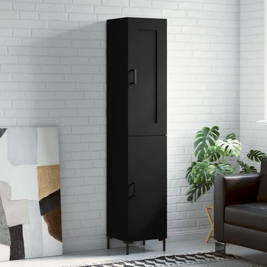 Berkfield Highboard Black 34.5x34x180 cm Engineered Wood