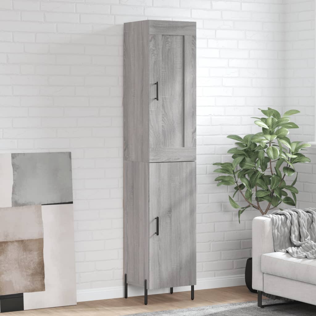 Berkfield Highboard Grey Sonoma 34.5x34x180 cm Engineered Wood