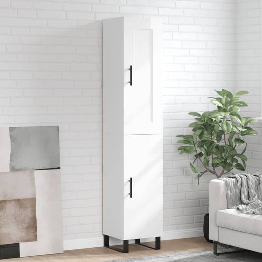 Berkfield Highboard High Gloss White 34.5x34x180 cm Engineered Wood