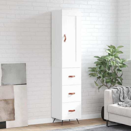 Berkfield Highboard White 34.5x34x180 cm Engineered Wood