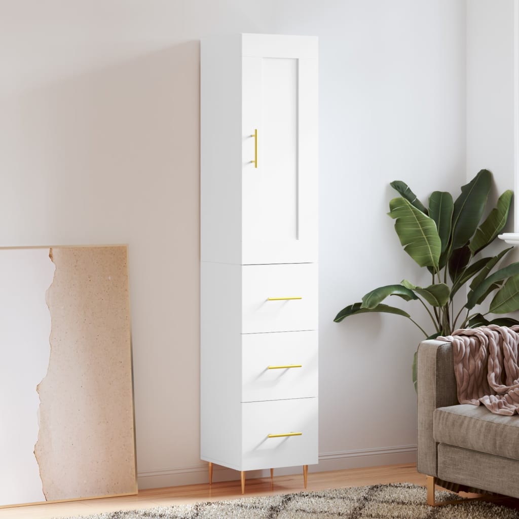 Berkfield Highboard White 34.5x34x180 cm Engineered Wood