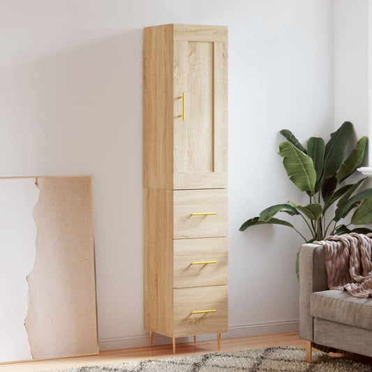 Berkfield Highboard Sonoma Oak 34.5x34x180 cm Engineered Wood