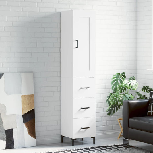 Berkfield Highboard White 34.5x34x180 cm Engineered Wood