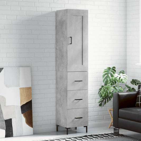 Berkfield Highboard Concrete Grey 34.5x34x180 cm Engineered Wood