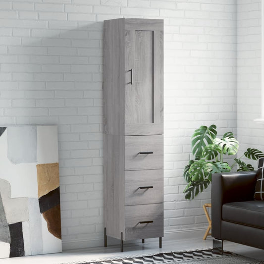 Berkfield Highboard Grey Sonoma 34.5x34x180 cm Engineered Wood
