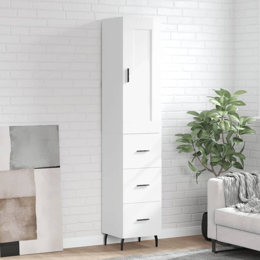Berkfield Highboard High Gloss White 34.5x34x180 cm Engineered Wood