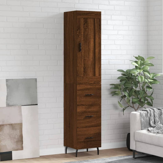 Berkfield Highboard Brown Oak 34.5x34x180 cm Engineered Wood