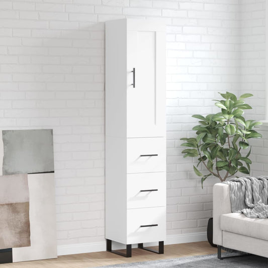 Berkfield Highboard White 34.5x34x180 cm Engineered Wood