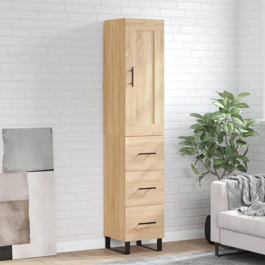 Berkfield Highboard Sonoma Oak 34.5x34x180 cm Engineered Wood