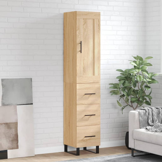 Berkfield Highboard Sonoma Oak 34.5x34x180 cm Engineered Wood